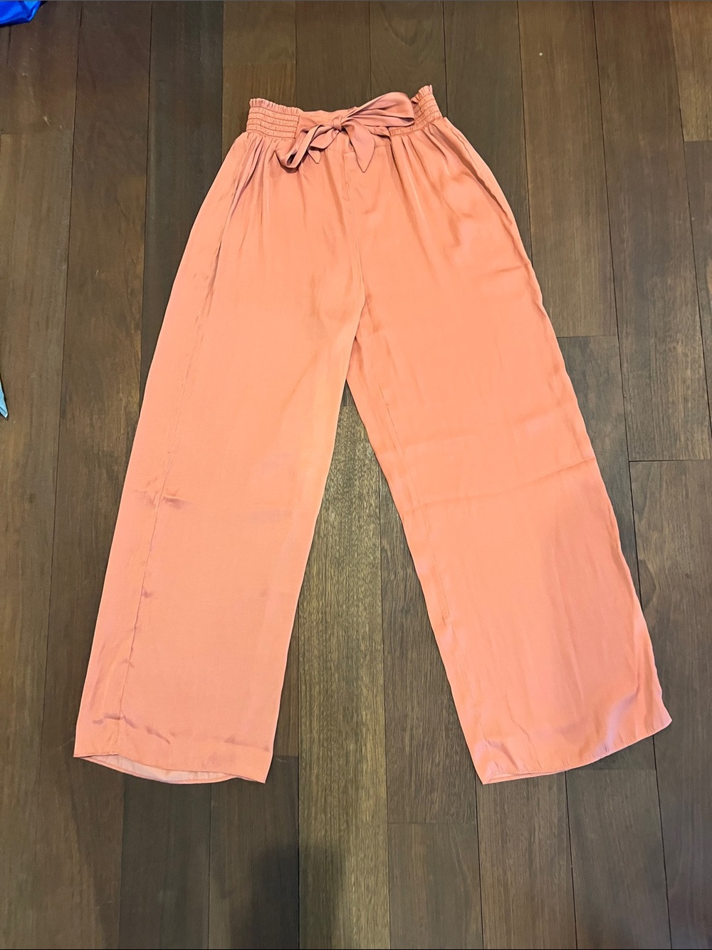 Wide Leg Tie Waist Pants in Coral